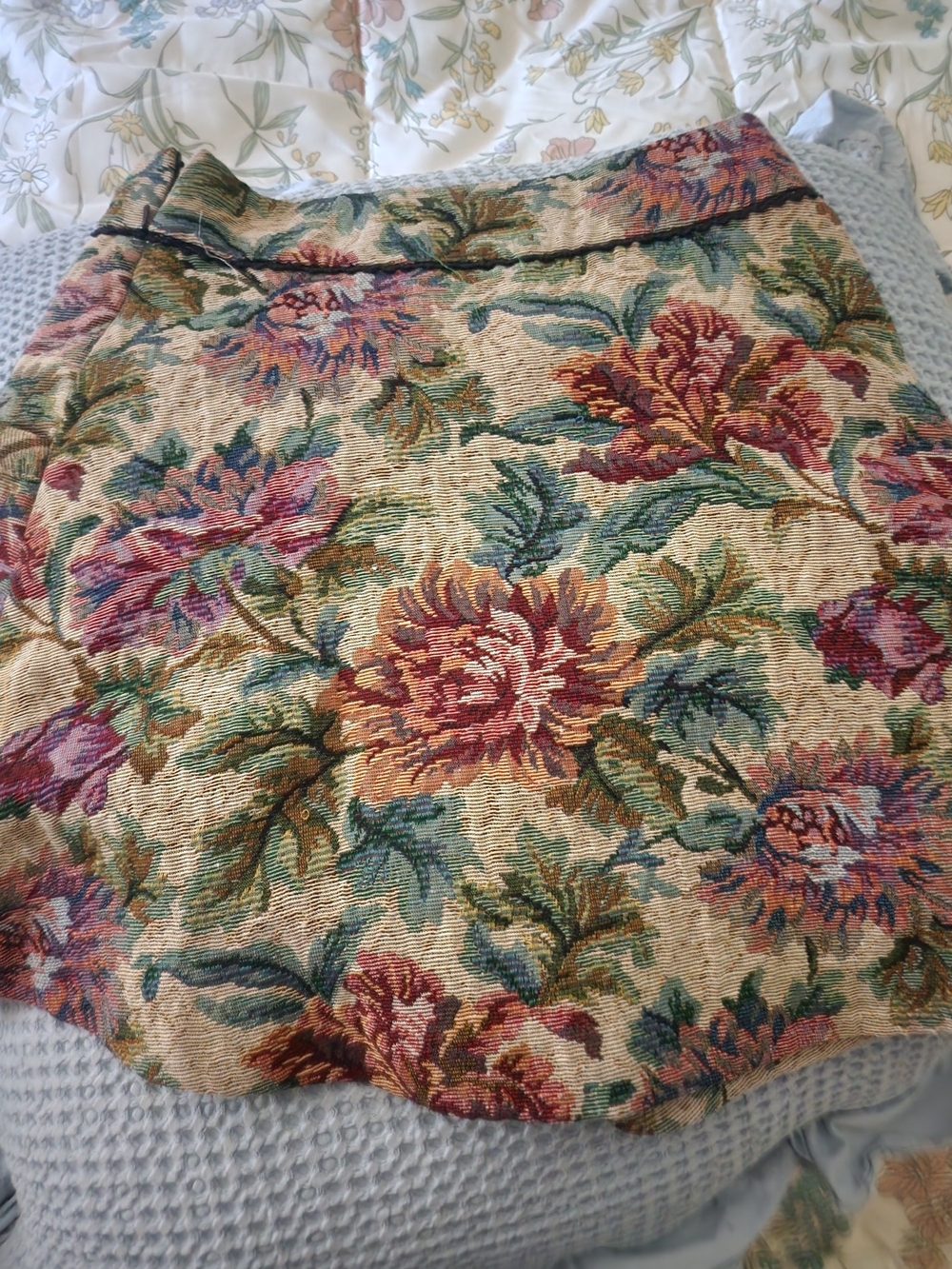 Free People Floral Tapestry Mini Skirt - Cream, Green, Pink, Red, Blue